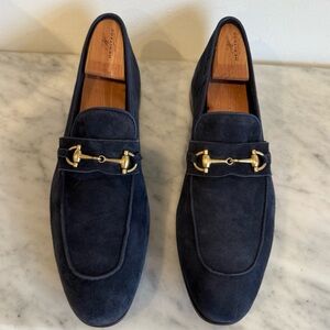 Saks Fifth Avenue Men’s Navy Suede Loafers made in Italy
